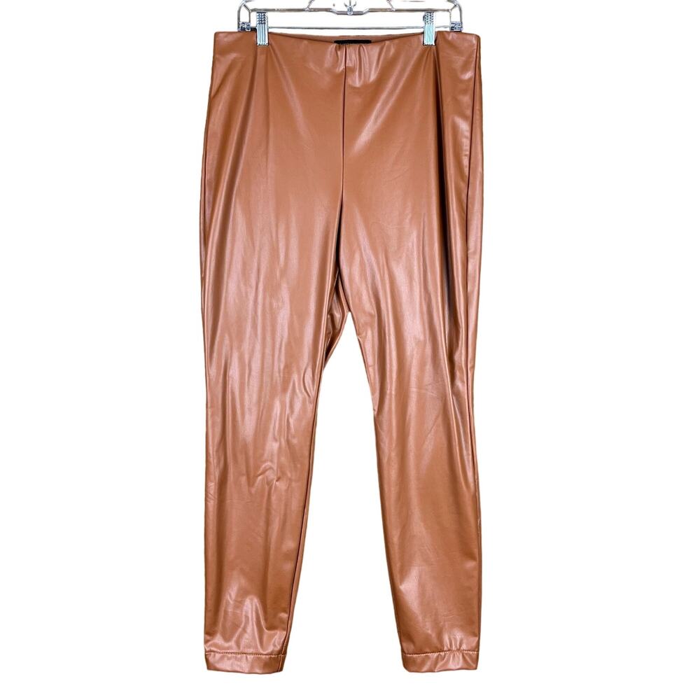 Banana Republic Womens Pants Brown Pull On Faux Leather Leggings Stretch Large